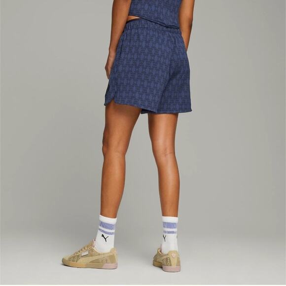 Puma x Dapper Dan Women's Jacquard Athletic Shorts Navy and Pink Size Small - Picture 11 of 15